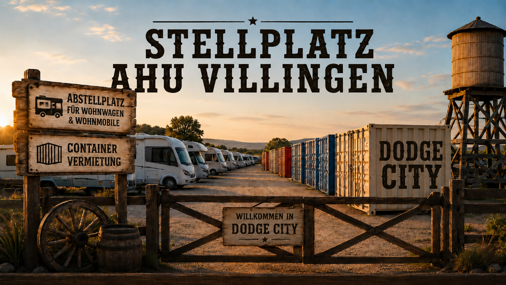 Stellplatz in Villingen-Schwenningen mit Wohnmobilen und Containern bei Autohaus Ummenhofer